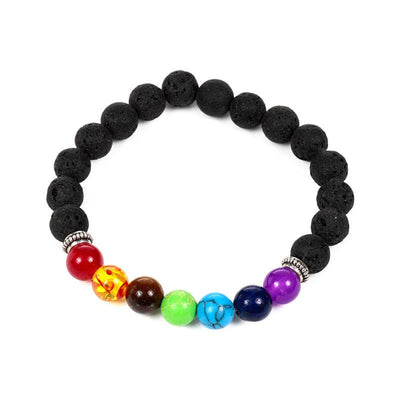 Chakra Lava Rock Bead & Gemstone Bracelet - Gift Arch