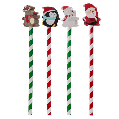 Christmas Characters Pencil with Eraser Topper - Gift Arch