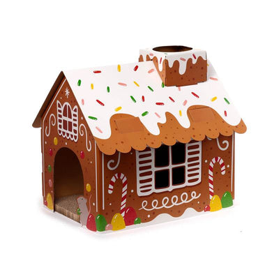 Christmas Gingerbread Lane Cat Playhouse 100% Cardboard Cat Den - Gift Arch