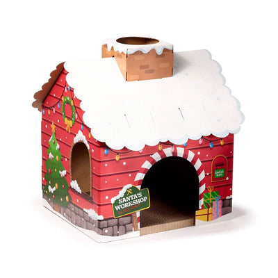 Christmas Santa's Grotto Cat Playhouse 100% Cardboard Cat Den - Gift Arch