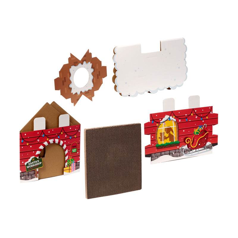 Christmas Santa's Grotto Cat Playhouse 100% Cardboard Cat Den - Gift Arch