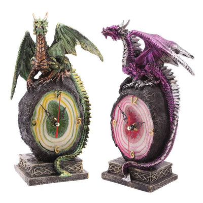 Geode Crystal Dragon Mantle Clock - Gift Arch