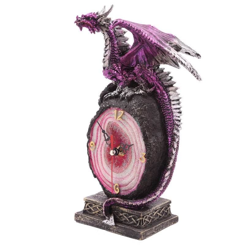 Geode Crystal Dragon Mantle Clock - Gift Arch