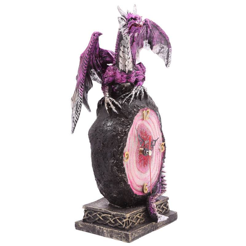 Geode Crystal Dragon Mantle Clock - Gift Arch