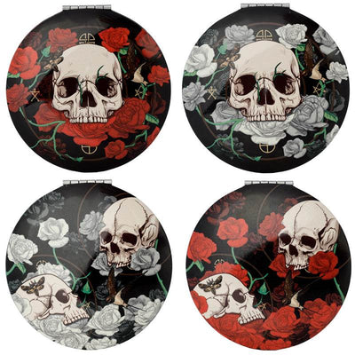 Skulls and Roses Compact Mirror - Gift Arch