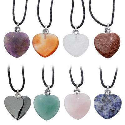 Healing Stone Gemstone Heart Shaped Pendant - Gift Arch
