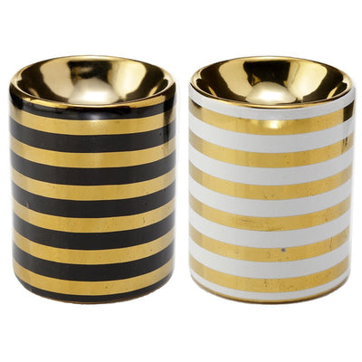 Eden Metallic Gold Stripe Ceramic Mini Oil Burner - Gift Arch