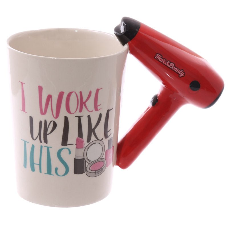 Hair Drier with Slogan Ceramic Shaped Handle Mug - Gift Arch