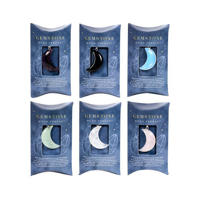 Healing Stone Gemstone Moon Shaped Pendant - Gift Arch