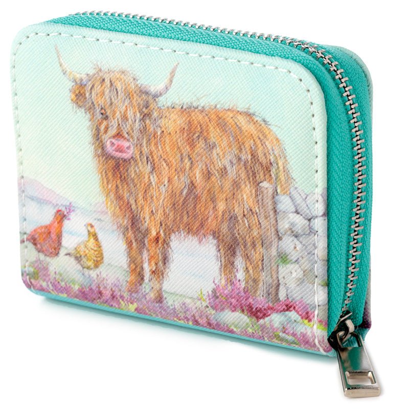 Jan Pashley Highland Coo Cow Zip Around Small Wallet Purse - Gift Arch