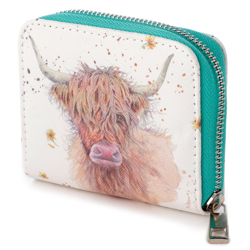 Jan Pashley Highland Coo Cow Zip Around Small Wallet Purse - Gift Arch