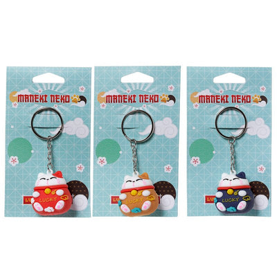 Maneki Neko Lucky Cat 3D PVC Keyring - Gift Arch