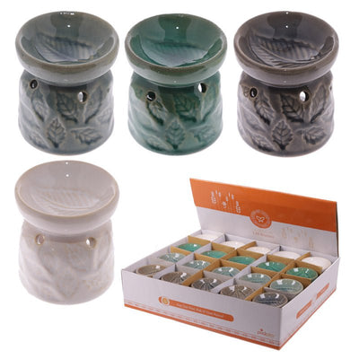 Small Ceramic Eden Oil Burner with Leaves Pattern - Gift Arch