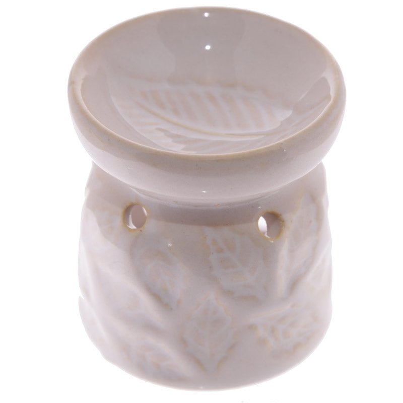 Small Ceramic Eden Oil Burner with Leaves Pattern - Gift Arch