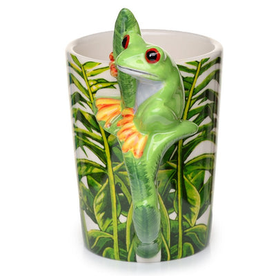 Tree Frog with Foliage Decal Ceramic Shaped Handle Mug - Gift Arch