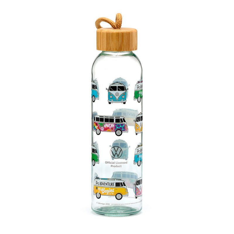 Volkswagen VW T1 Camper Bus Summer & Surf 500ml Glass Water Bottle - Gift Arch