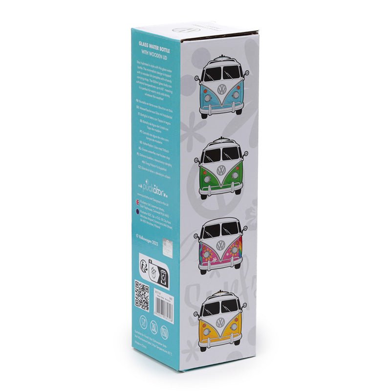Volkswagen VW T1 Camper Bus Summer & Surf 500ml Glass Water Bottle - Gift Arch