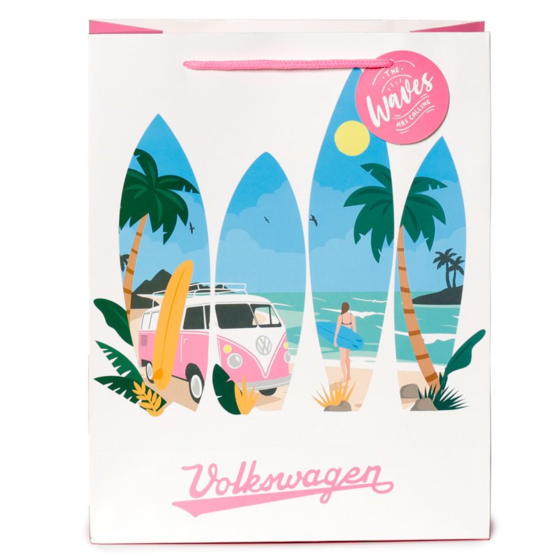 Volkswagen VW T1 Camper Bus Waves are Calling Gift Bag Large - Gift Arch