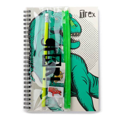 Dinosauria Ring Bound Notepad & Pencil Case 6 Piece Stationery Set - Gift Arch