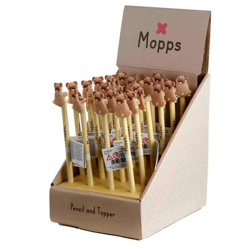 Mopps Pug Pencil with PVC Topper - Gift Arch