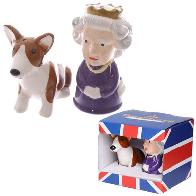 Queen & Corgi Ceramic Salt & Pepper Set - Gift Arch