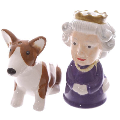 Queen & Corgi Ceramic Salt & Pepper Set - Gift Arch
