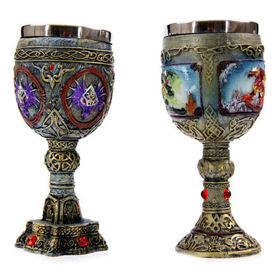 Decorative Celtic Painted Effect Dragon Goblet - Gift Arch