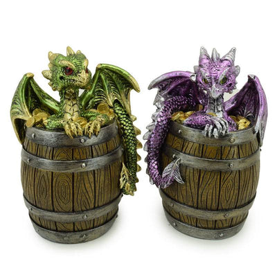 Elements Baby Dragon in Treasure Barrel - Gift Arch