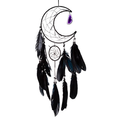 Black Sickle Crescent Moon Dreamcatcher with Agate Charm - Gift Arch