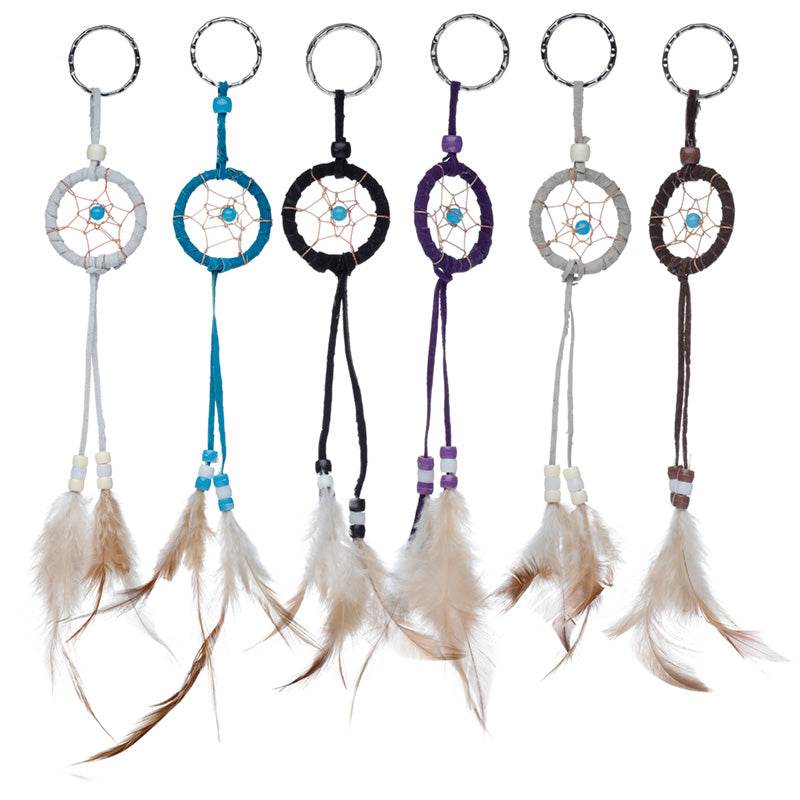 Mini Feather Dreamcatcher Key Ring with Beads - Gift Arch