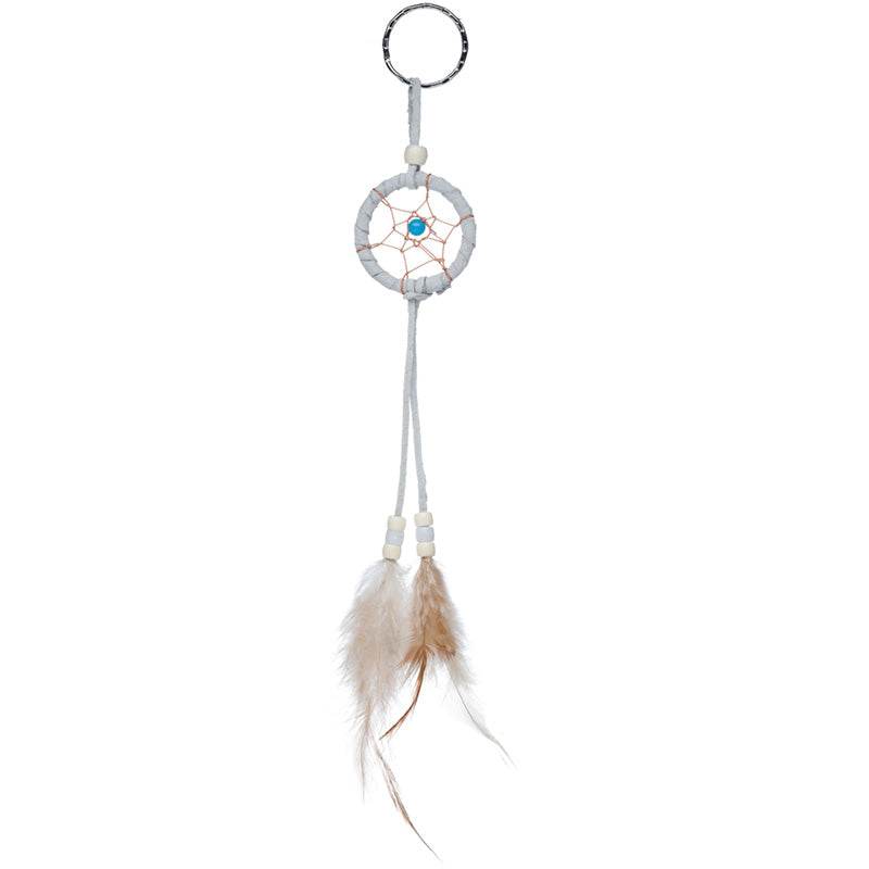 Mini Feather Dreamcatcher Key Ring with Beads - Gift Arch