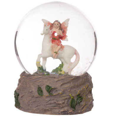 Flower Fairy Riding Unicorn Snow Globe - Gift Arch