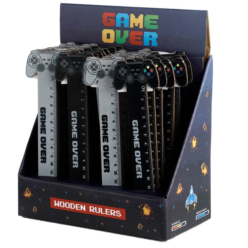 Game Over Shaped Top Wooden Ruler (15cm) - Gift Arch