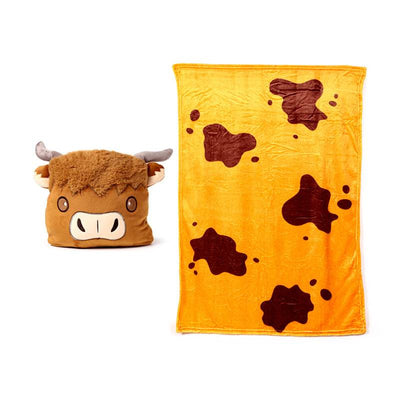 Blankeazzz Highland Coo 2-in-1 Plush Toy & Travel Blanket - Gift Arch
