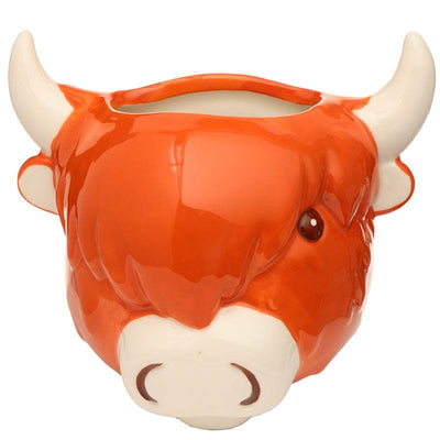 Ceramic Highland Coo Cow Head Wall Planter/Plant Pot - Gift Arch