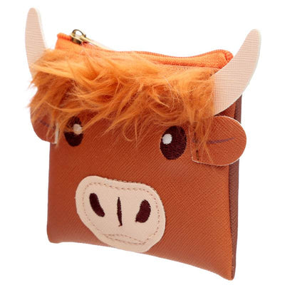 Highland Coo Cow Fluffy Fringe PVC Purse - Gift Arch