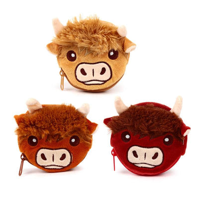 Highland Coo Cow Mini Change Plush Purse - Gift Arch