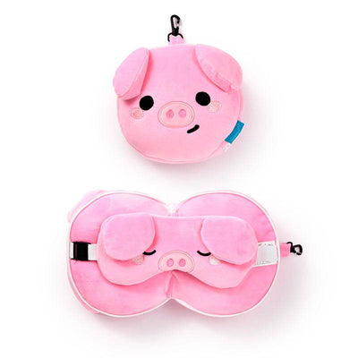 Relaxeazzz Adoramals Oliver the Pig Plush Travel Pillow & Eye Mask - Gift Arch