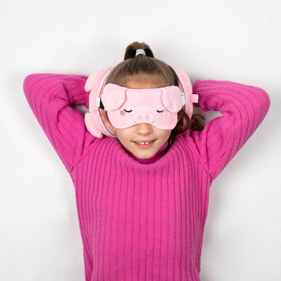 Relaxeazzz Adoramals Oliver the Pig Plush Travel Pillow & Eye Mask - Gift Arch