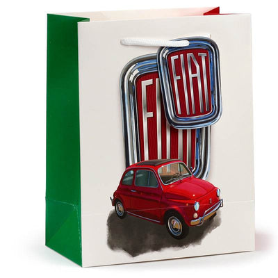 Fiat 500 Retro Red & White Gift Bag Medium - Gift Arch