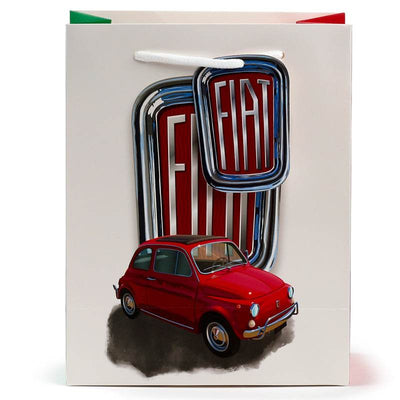 Fiat 500 Retro Red & White Gift Bag Medium - Gift Arch