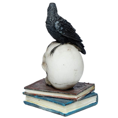Crow Standing on Skull & Books Ornament - Gift Arch