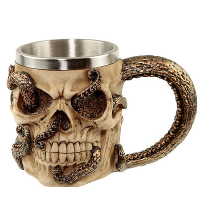 Decorative Bronze Octopus Skull Tankard - Gift Arch