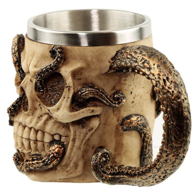 Decorative Bronze Octopus Skull Tankard - Gift Arch