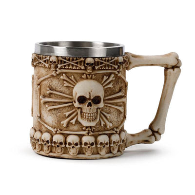 Decorative Skull & Bone Tankard with Bone Handle - Gift Arch