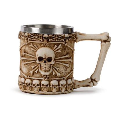 Decorative Skull & Bone Tankard with Bone Handle - Gift Arch
