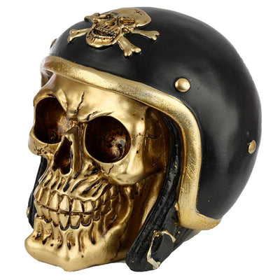 Gold Skull in Biker Helmet Ornament - Gift Arch