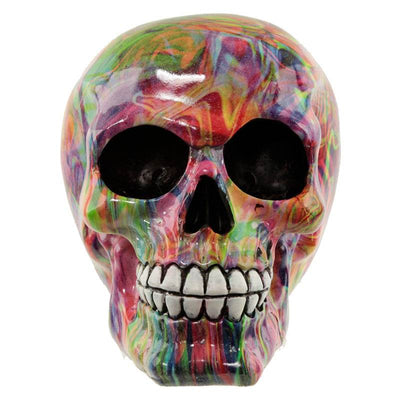 Rainbow Marble Effect Skull Ornament - Gift Arch