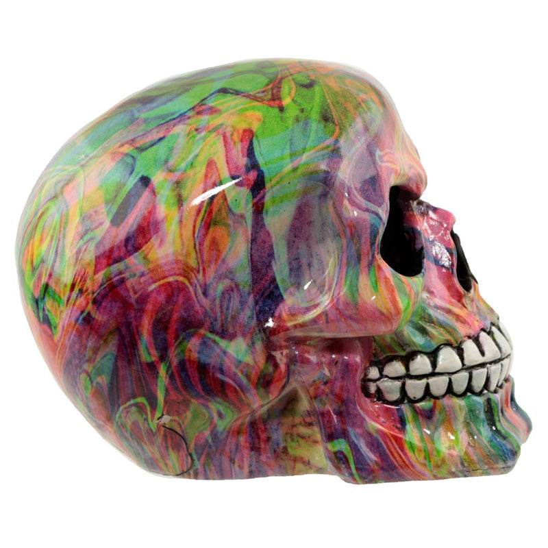Rainbow Marble Effect Skull Ornament - Gift Arch
