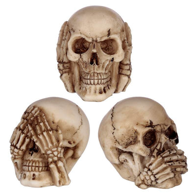 Set of 3 Small See No, Hear No, Speak No Evil Skulls - Gift Arch